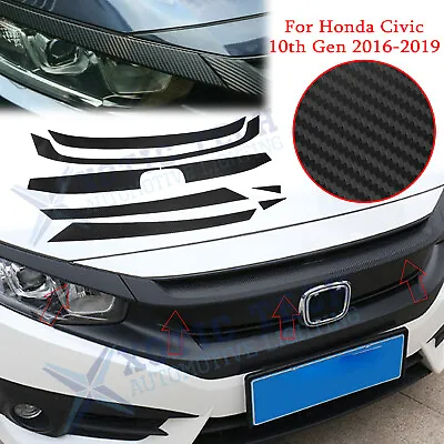 For Honda Civic 2016-2021 Front Bumper Grille Decal Sticker Carbon Fiber Texture • $11.96