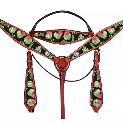 94BH Hilason Western Horse Headstall Breast Collar Set American Leather • $109.95