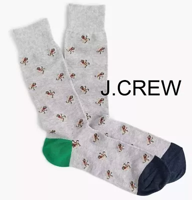 J.CREW Socks Gingerbread Man Grey Green Navy Blue Cute Fun Holiday Christmas NWT • $5.88