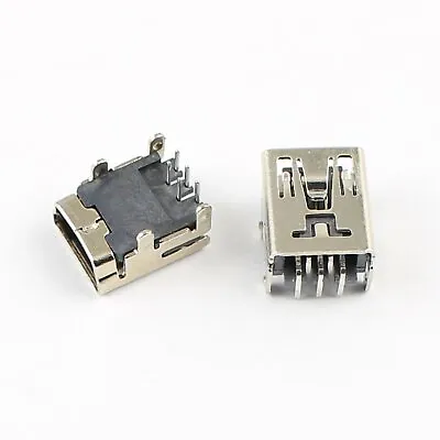 5Pcs Mini USB Female 5 Pin Type B Right Angle PCB Socket Connector 4 Legs DIY • $1.91