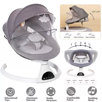 Bluetooth Electric Baby Swing Cradle Bouncer Rocker Chair Music With LED Display • £65.90