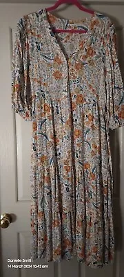 Target Woman Size 14 Tiered Maxi Dress 3/4 Sleeve With Tie Belt • $25