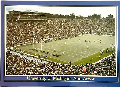 Postcard University Of Michigan Ann Arbor Football Stadium MI Aerial View Vtg 80 • $4.99