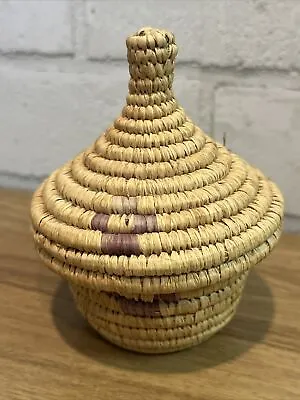 Vintage Hand Made East African Art Woven Basket With Lid - Made In Kenya • $8