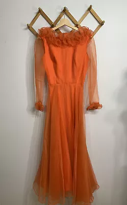 Vintage Dress 1960s Chiffon Evening Gown Small • $60