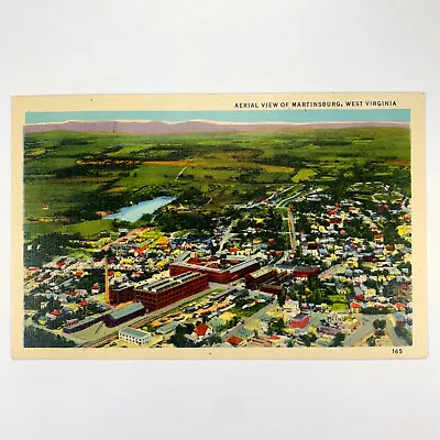 Postcard West Virginia Martinsburg WV Downtown Aerial Bird Eye View 1940s Linen  • $3