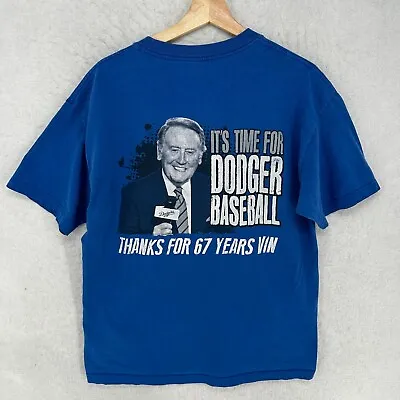 LA Dodgers Vin Scully Shirt Mens Large Thank You 67 Years Tribute Blue Tee • $12.99
