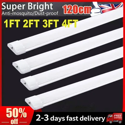 LED Batten Tube Light Fluorescent Strip Lights Garage Workshop Lamp Daylight UK • £7.59