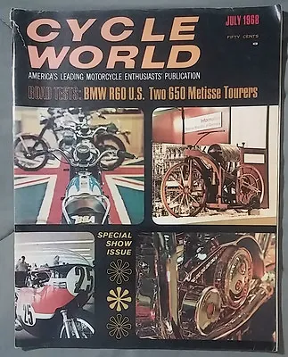1968 July Cycle World Magazine Bmw R60 Metisse Tourers 650 Motorcycle Show • $12.95