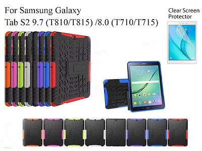 Screen Protector/ Shockproof Heavy Duty Case For Samsung Galaxy Tab S2 9.7 & 8.0 • $15