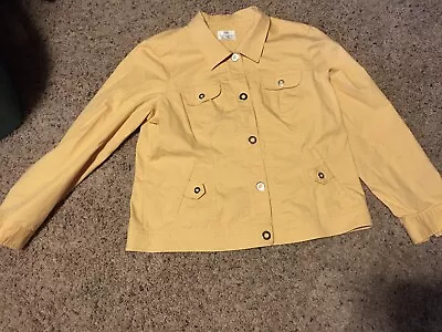Christopher & Banks Women’s Stretch Jacket W/Snaps Marigold Yellow XL? • $14
