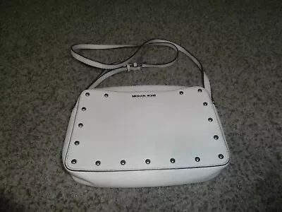 Michael Kors Silver  Stud White Saffiano Leather Crossbody Handbag • $19.99