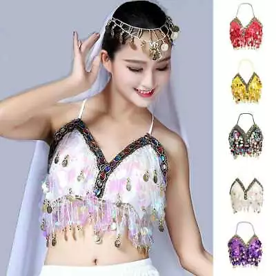 £12.52 • Buy Women's Belly Dance Sequin Beaded Bra Top Wearing Samba Dancing Costume Stage