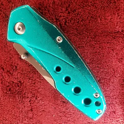 Cabela's Turquoise Color Cyan Pocket Knife Plain Edge Liner Lock PE300-BL • $7.95