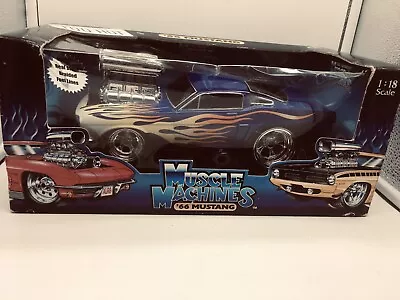 The Original Muscle Machines 1/18 Scale ‘66 Mustang Blue With Flames In Box • $49.95