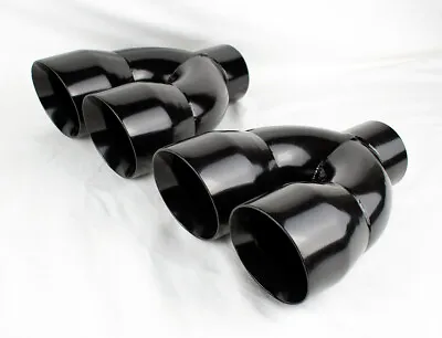 Dual 4  Quad Uniform Gloss Black Slant Cut Exhaust Tips Camaro Firebird Trans Am • $99.99