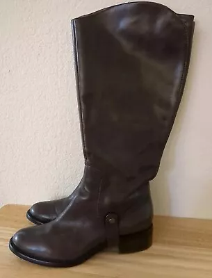 Via Spiga Womens Brown Tall Leather Zip Closure Riding Boots Size 6 M / EU 36 • $50