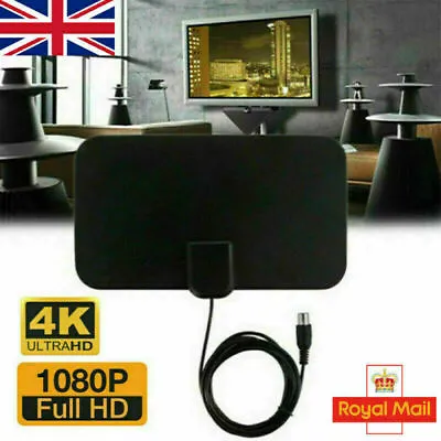 £3.99 • Buy Indoor TV Antenna Ariel Freeview Digital 4K HD TV High Gain Portable Aerial