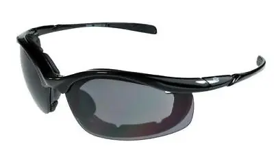 Birdz Snipe Sports Motorcycle Padded Half Frame Sunglasses Black/Smoke ML • £18.97