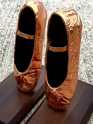 Vintage EN POINTE Ballet Shoes Copper Bronzed Statue Bookends UNIQUE 9/8 ❤️sj17j • $275