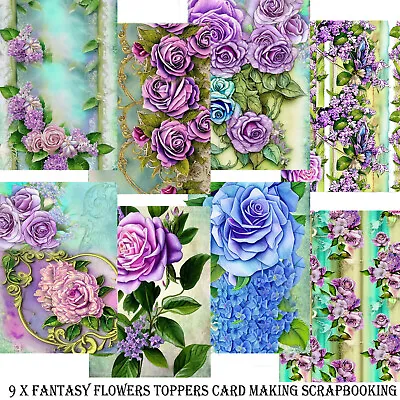 £2.99 • Buy 9 X Roses Card Toppers Flowers Cardmaking Scrapbook Tags Card Supplies