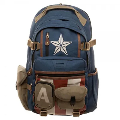 Marvel Captain America Backpack Avengers Zipper Schoolbag Shoulder Bag Rucksack • $43.27
