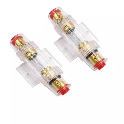 2X Car Audio AGU Fuse Holder Fuseholder 4 6 8 Gauge Inline Gold Plated 60 Amp US • $8.90