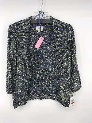 Eci New York Size XS Women's Blue Green Marled Cardigan Sweater 2 Button EUC • $10.04