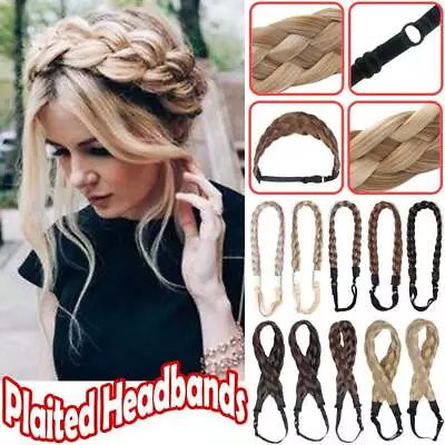 Adjustable Plaited Hairband Hair Extensions Elastic Head Band Hairpiecs Thick UK • £5.69