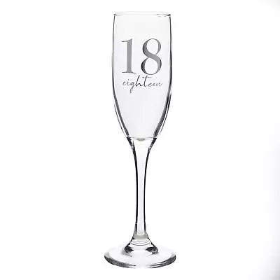 Birthday Champagne Flute Glass With Silver Detail - 18 • £15.01