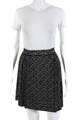 Missoni Womens Wool Knit Abstract Print Pleated Knee Length Skirt Black Size 6 • $79.99