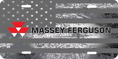 Massey Ferguson Tractor Logo Gray Gray American Flag License Plate Front Tag • $19.95