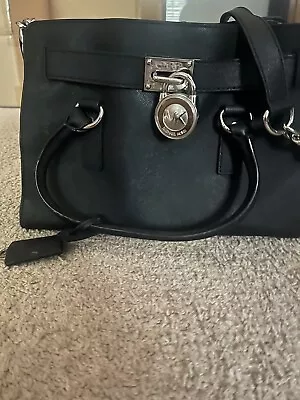 Michael Kors Hamilton Satchel Bag With Silver Chain - Black • $60