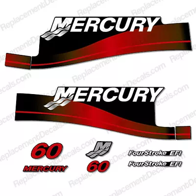 Fits Mercury 60hp Fourstroke EFI Outboard Decals Reproductions Red • $84.95