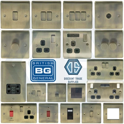 £11.69 • Buy BG Nexus Metal Antique Brass Switches & Sockets Black Inserts Full Range 