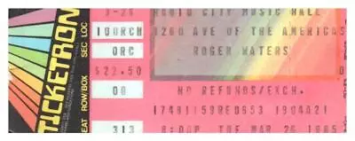 Roger Waters Pink Floyd Concert Ticket Stub March 26 1985 Radio City New York • $66.64