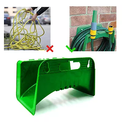 Green Plastic Mounted Garden Hanger Wall Hose Pipe Tidy Bracket Watering Tool • £6.98