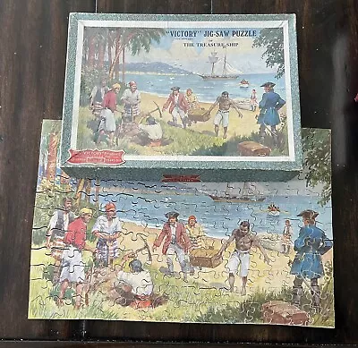 Vintage VICTORY Wooden Jigsaw Puzzle  THE TREASURE SHIP • $40