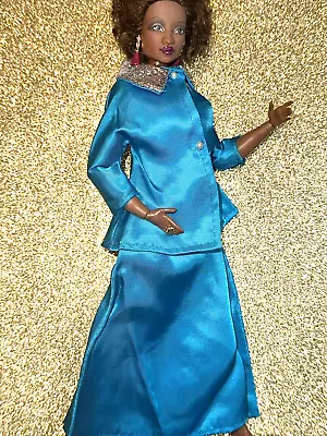 Vintage Mego 12  / Curvy Doll / 1:6 Clothes : Blue Satin Diana Ross Look Set 🔵 • $39