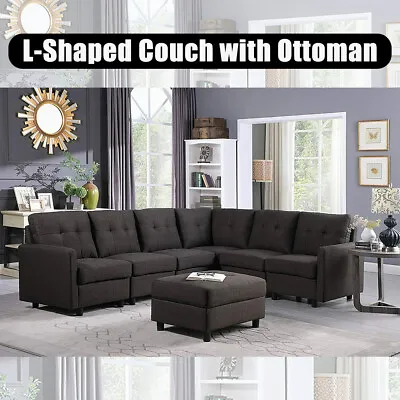 Modern Sectional Sofa Set Linen Fabric With Reversible Chaise L-Shaped Couch • $125.99
