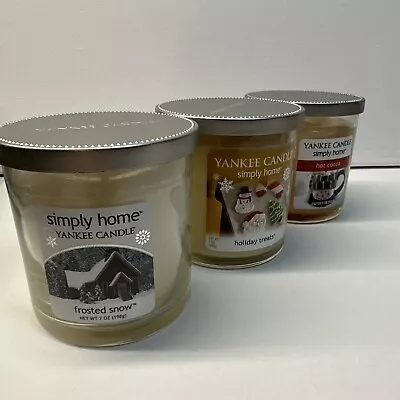 Yankee Candle Simply Home Lot Of 3 Holiday Treats Frosted Snow Hot Cocoa 7oz • £42.82