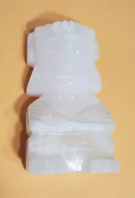 Carved Quartz White Stone Totem Tribal Paper Weight Book End Crystal Shelf Decor • $13.95