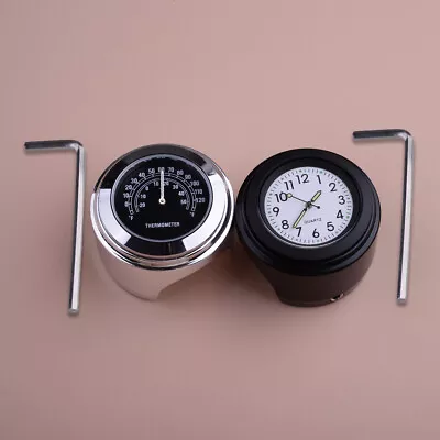 7/8  1  Universal Motorcycle Handlebar Dial Clock & Thermometer Kit Weatherproof • $14.54