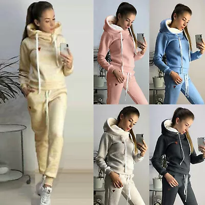 Women Tracksuit Fleece Hoodie Sweatshirt Pants 2Pcs Set Sport Casual Sweat Suits • $31.83