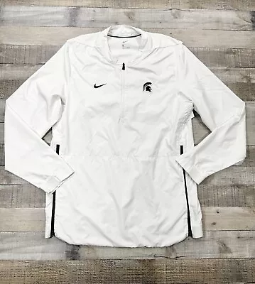 Michigan State Jacket Womens Large White Nike Blade Half Zip Swoosh Casual Logo • $27.95