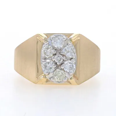 Yellow Gold Diamond Men's Ring - 14k Round Brilliant 1.00ctw Cluster • $799.99