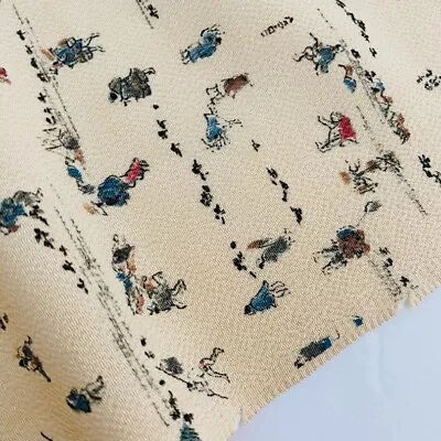 In The Past #A 13.5x38 Vintage Chirimen Japanese Kimono Silk Fabric CF29 • $9.99