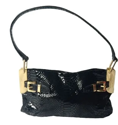 Michael Kors Fulton Black Leather  Shoulder Bag  Python Print Small Handbag • $55