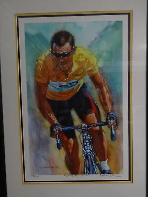 Original Painting  25.5 X 34  Print  LANCE ARMSTRONG  Signed KELLY AKINS #/300 • £56.06