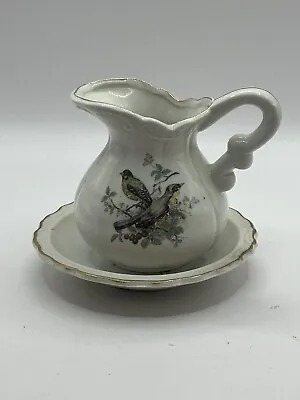 Vintage A Price Imports Miniature Bowl And Pitcher Birds Gold Trim Ceramic • $12.99